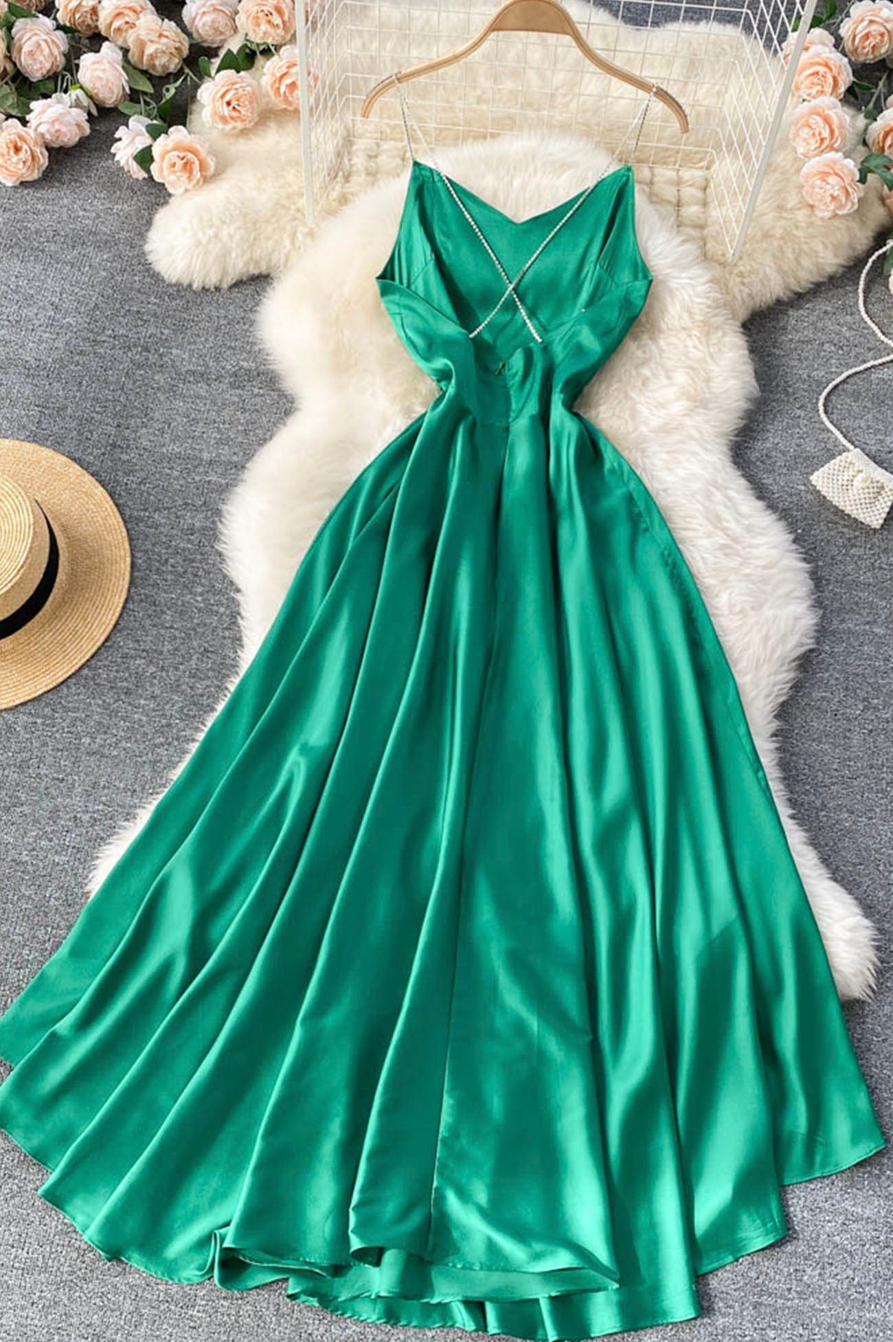 Cute A-Line Irregular Dresses, Green Fashion Dress - Image 6