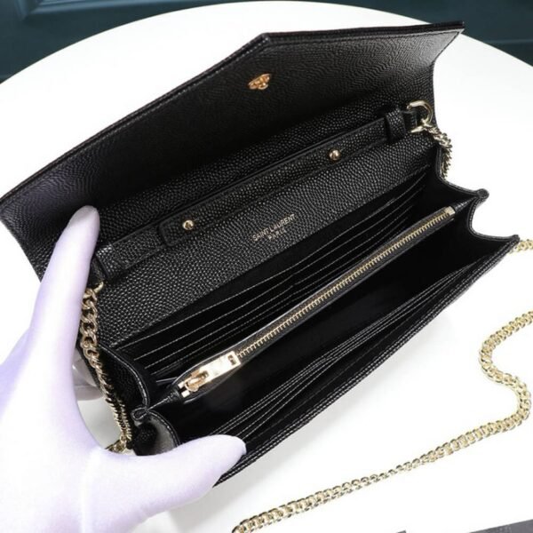 Saint Laurent Chain-strap YSL-plaque grained-leather wallet - Image 8