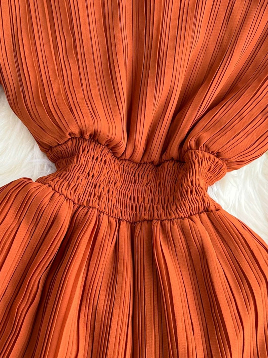 High Neck Chiffon Long Sleeve Fashion Dress - Image 4