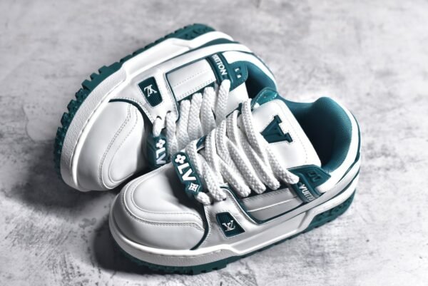 Louis Vuitton LV Trainer Maxi Sneaker in White and Green - Image 6
