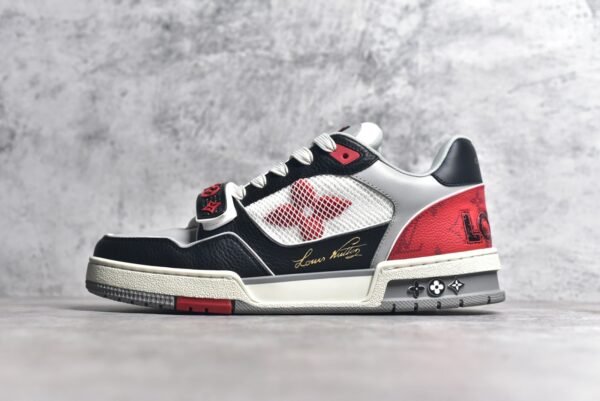 Louis Vuitton LV Trainer Red Grey Black   1AC4ZU