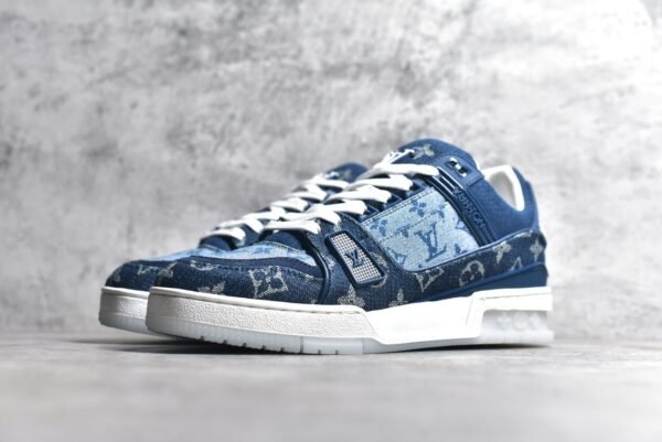 Louis Vuitton Trainer Sneaker Denim Monogram  1A7S54 - Image 4