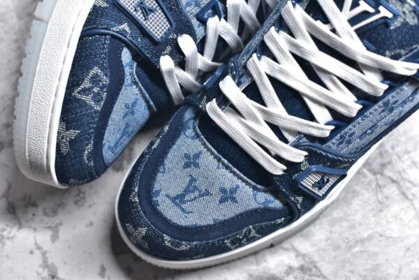 Louis Vuitton Trainer Sneaker Denim Monogram  1A7S54 - Image 8