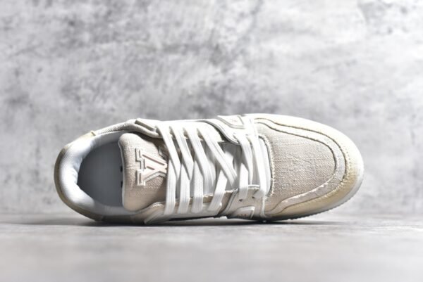 Louis Vuitton LV Trainer Beige White Monogram Denim    1AC689 - Image 4