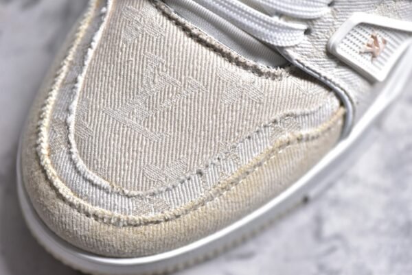 Louis Vuitton LV Trainer Beige White Monogram Denim    1AC689 - Image 10