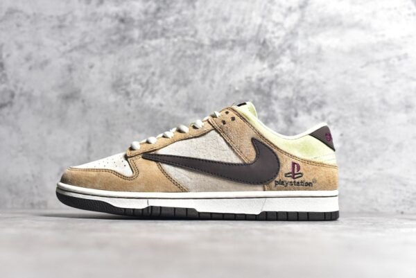 Travis Scott x Playstation x NK SB Dunk Low TS Three party joint inverted hook brown    CU1726-777