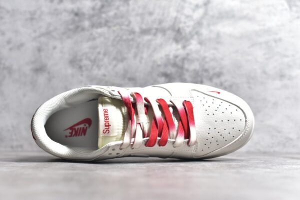 Nike Dunk Low x Supreme White and Red Three Hooks    BB8675-107 - Image 4