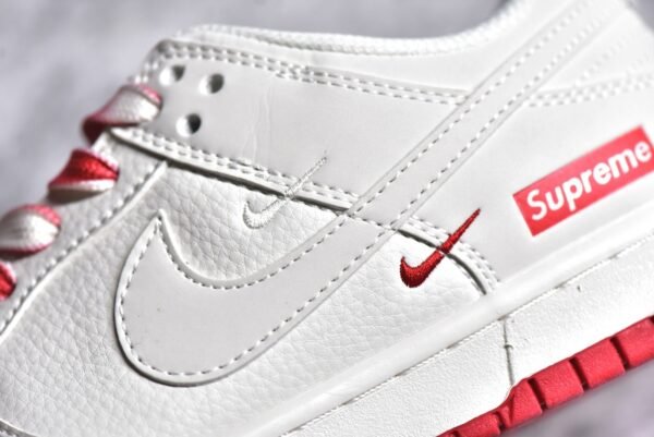 Nike Dunk Low x Supreme White and Red Three Hooks    BB8675-107 - Image 11