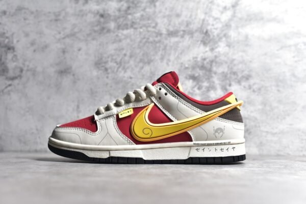 Nike SB Dunk Low Saint Seiya collaborates in white, red, and yellow    ZD2356-157