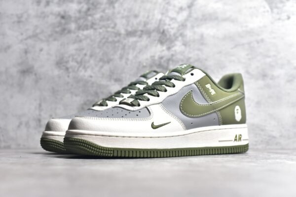 NiKe Air Force 1'07 Low Bape Collaboration - Deep Green Rice Grey    BB6566-205 - Image 2