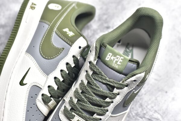 NiKe Air Force 1'07 Low Bape Collaboration - Deep Green Rice Grey    BB6566-205 - Image 4