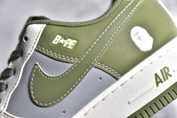 NiKe Air Force 1'07 Low Bape Collaboration - Deep Green Rice Grey    BB6566-205 - Image 7