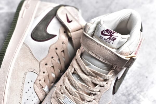 NiKe Air Force 1'07 Mid Beige red suede    CG9908-101 - Image 9