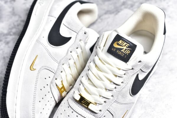 NiKe Air Force 1'07 Low Xiaogou black and white suede    KK5636-810 - Image 9