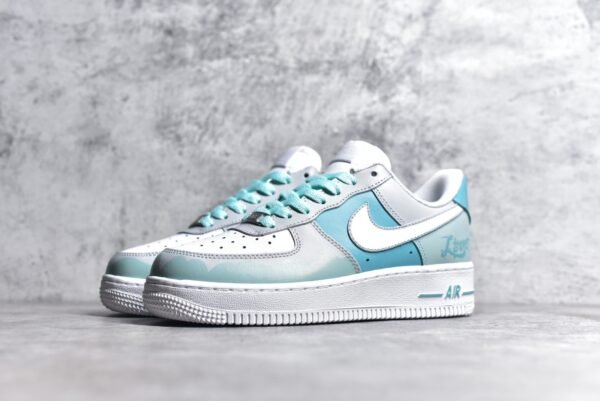 NiKe Air Force 1'07 Low Love in the Rainy Season - White Blue    CW2288-111 - Image 2