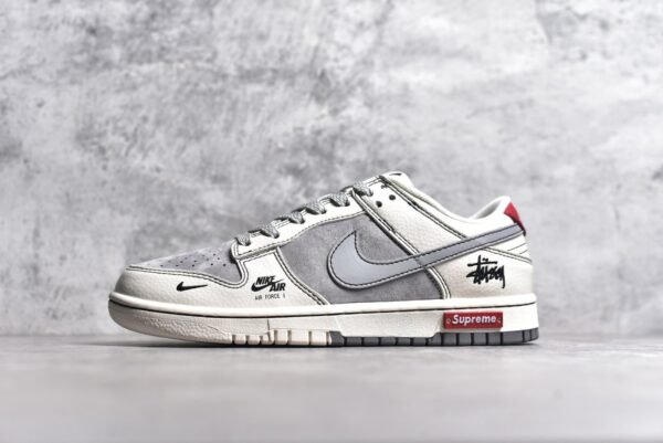 Nike SB Dunk Low Stusey Collaboration - Grey White Light Grey Hook    SJ2068-302