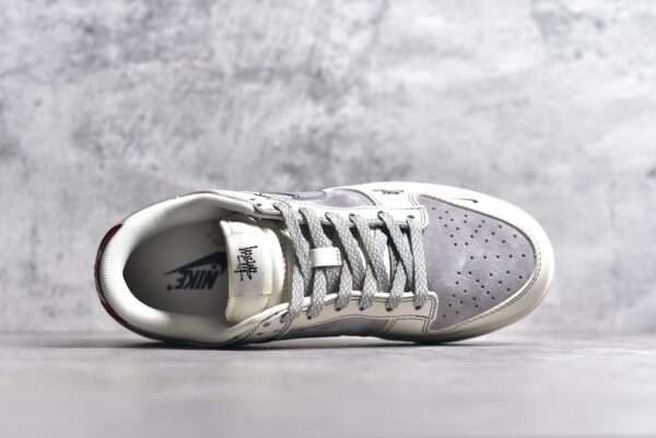 Nike SB Dunk Low Stusey Collaboration - Grey White Light Grey Hook    SJ2068-302 - Image 4