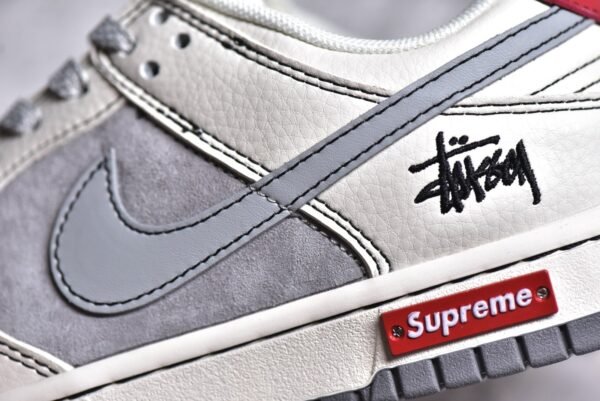 Nike SB Dunk Low Stusey Collaboration - Grey White Light Grey Hook    SJ2068-302 - Image 12