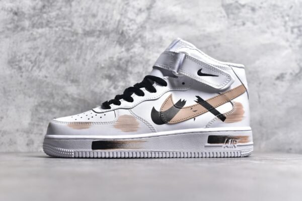 NiKe Air Force 1'07 Mid Hand drawn in white, black, and brown    CW2289-111