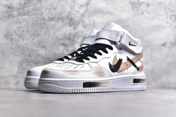 NiKe Air Force 1'07 Mid Hand drawn in white, black, and brown    CW2289-111 - Image 5