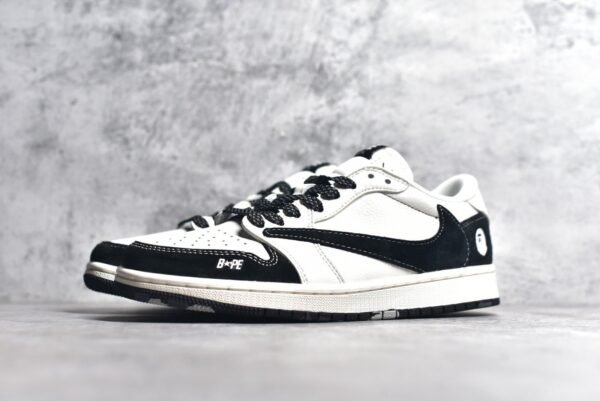 TS x Air Jordan AJ1 Low BAPE Co branded customized black and white    XY2688-106 - Image 3