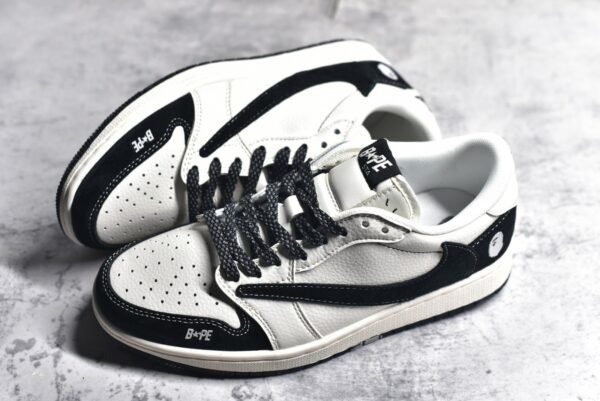 TS x Air Jordan AJ1 Low BAPE Co branded customized black and white    XY2688-106 - Image 6