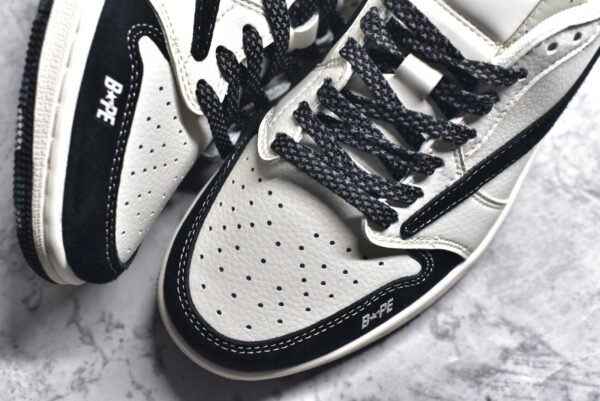 TS x Air Jordan AJ1 Low BAPE Co branded customized black and white    XY2688-106 - Image 7