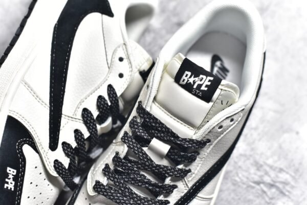 TS x Air Jordan AJ1 Low BAPE Co branded customized black and white    XY2688-106 - Image 8