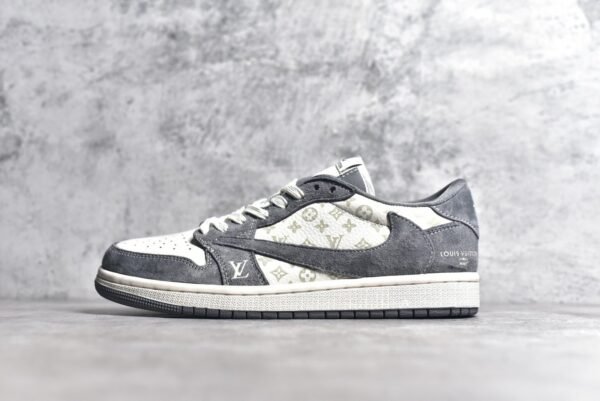 Travis Scott x Fragment Design x Jordan Air Jordan 1 Low OG SP  LV collaboration - Grey Pig Eight print    SJ2068-001