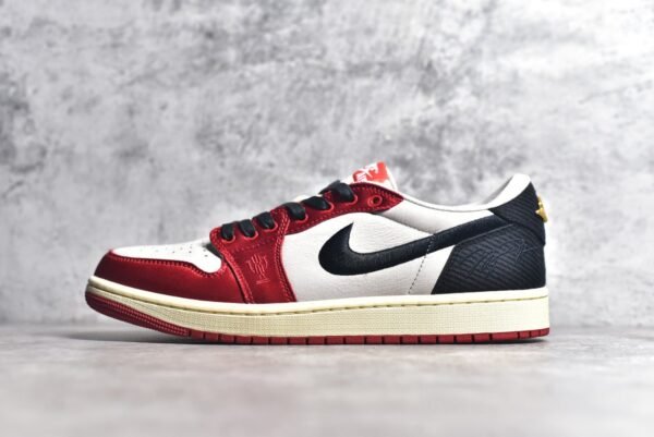 Trophy Room x Air Jordan AJ1 Low Jordan's son collaborates in white, black, and red    FN0432-100