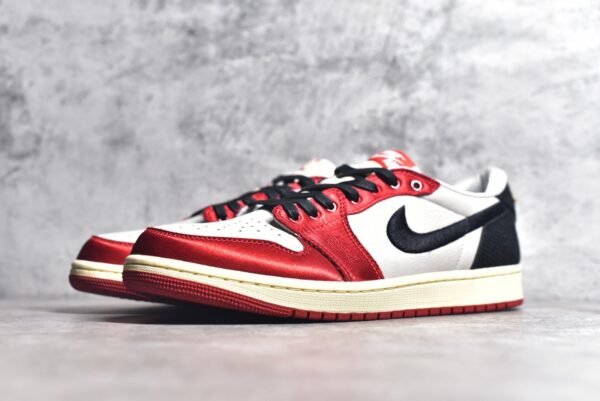 Trophy Room x Air Jordan AJ1 Low Jordan's son collaborates in white, black, and red    FN0432-100 - Image 12